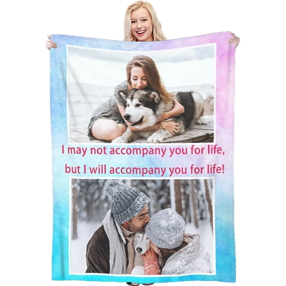 Custom Blanket with Photo Text Personalized Throw Blanket Customized Picture Blanket for Kid Adult Friends Mother Father Personalized Gift Flannel Blanket for Birthday Gifts
