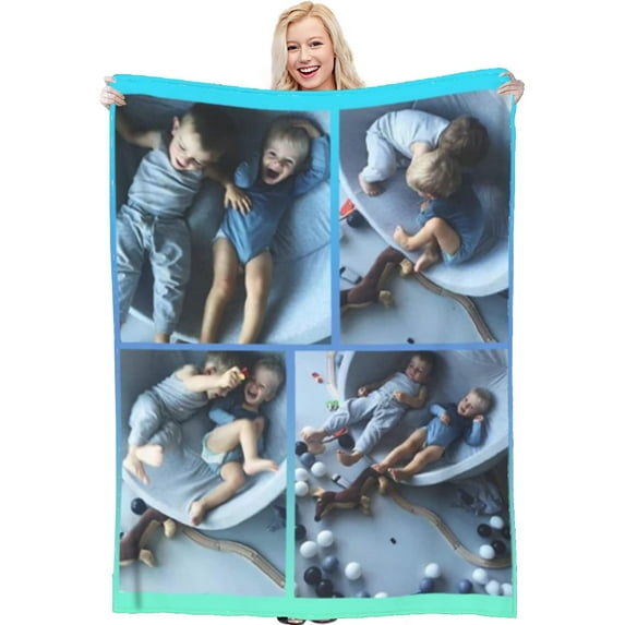 Custom Blanket with Photo Text Personalized Throw Blanket Customized Picture Blanket for Kid Adult Friends Mother Father Personalized Gift Flannel Blanket for Birthday Gifts