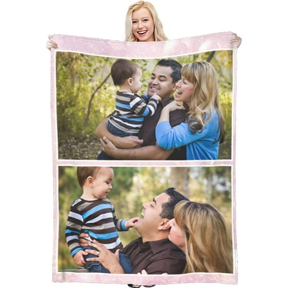 Custom Blanket with Photo Text Personalized Throw Blanket Customized Picture Blanket for Kid Adult Friends Mother Father Personalized Gift Flannel Blanket for Birthday Gifts