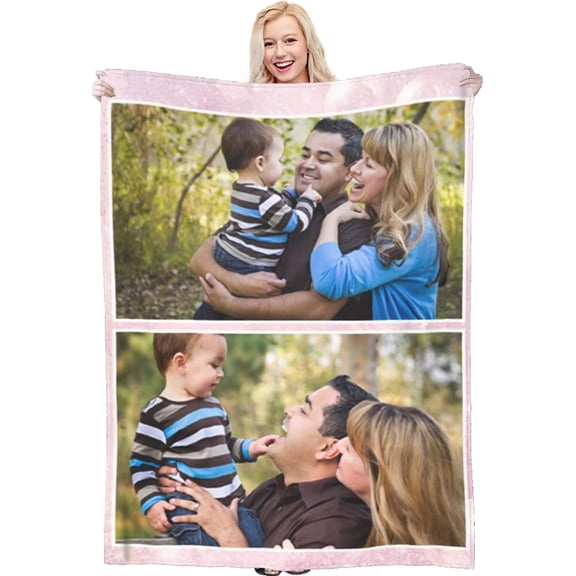 Custom Blanket with Photo Text Personalized Throw Blanket Customized Picture Blanket for Kid Adult Friends Mother Father Personalized Gift Flannel Blanket for Birthday Gifts