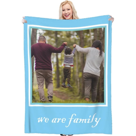 Custom Blanket with Photo Text Personalized Throw Blanket Customized Picture Blanket for Kid Adult Friends Mother Father Personalized Gift Flannel Blanket for Birthday Gifts