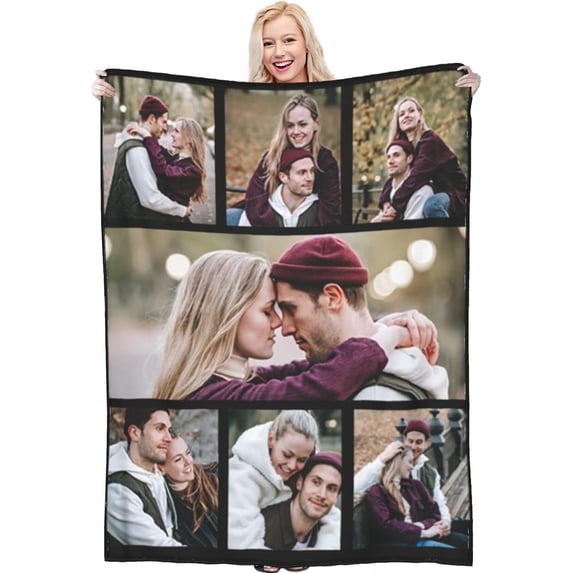 Custom Blanket with Photo Text Personalized Throw Blanket Customized Picture Blanket for Kid Adult Friends Mother Father Personalized Gift Flannel Blanket for Birthday Gifts