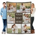 thumbnail image 1 of Custom Blanket with Photo Text Personalized Throw Blanket Customized Picture Blanket for Lover Family Dog Pet Personalized Gift Birthday Valentine(8 Photo), 1 of 6