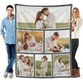 thumbnail image 1 of Custom Blanket with Photo Text Personalized Throw Blanket Customized Picture Blanket for Lover Family Dog Pet Personalized Gift Birthday Valentine(8 Photo), 1 of 6