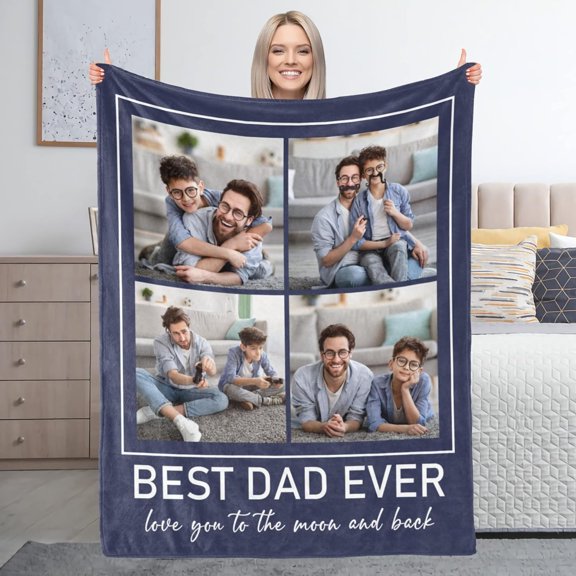 Custom Blanket with Photo Text Personalized Throw Blanket Personalized Gift Flannel Blanket Birthday Halloween Christmas Customized Picture Blanket for Mother Baby Father Adult Friends Lovers Pets