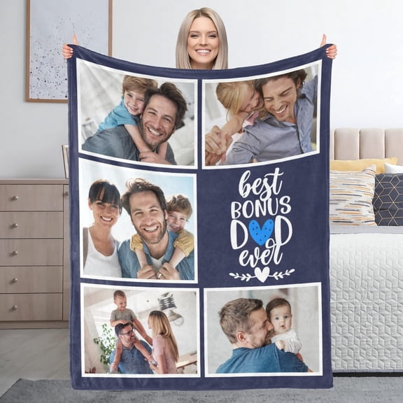 Custom Blanket with Photo Text Personalized Throw Blanket Personalized Gift Flannel Blanket Birthday Halloween Christmas Customized Picture Blanket for Mother Baby Father Adult Friends Lovers Pets