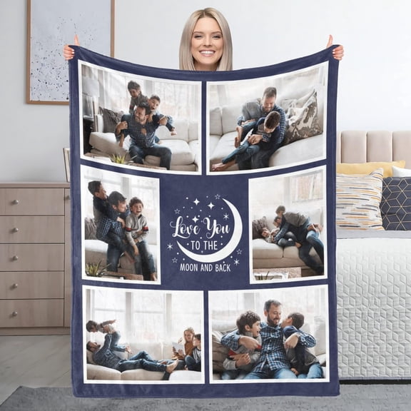 Custom Blanket with Photo Text Personalized Throw Blanket Personalized Gift Flannel Blanket Birthday Halloween Christmas Customized Picture Blanket for Mother Baby Father Adult Friends Lovers Pets