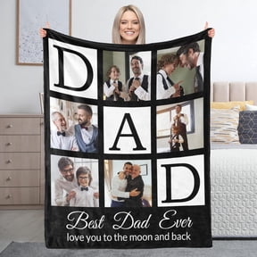 Custom Blanket with Photo Text Personalized Throw Blanket Personalized Gift Flannel Blanket Birthday Halloween Christmas Customized Picture Blanket for Mother Baby Father Adult Friends Lovers Pets