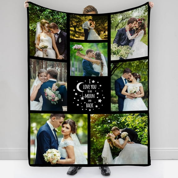 Custom Blanket with Photo Text Personalized Throws Blankets Picture Blanket for Birthday Valentine Customized Gifts for Wife Husband Family Mom Dad Couple Girlfriend Blankets