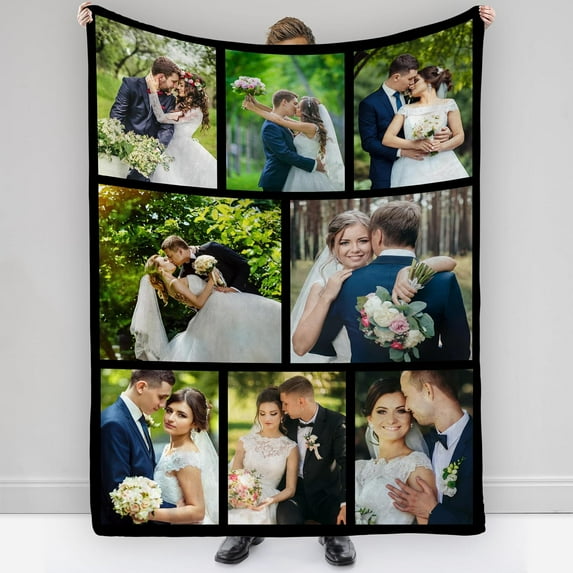 Custom Blanket with Photo Text Personalized Throws Blankets Picture Blanket for Birthday Valentine Customized Gifts for Wife Husband Family Mom Dad Couple Girlfriend Blankets