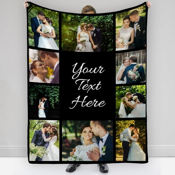 Custom Blanket with Photo Text Personalized Throws Blankets Picture Blanket for Birthday Valentine Customized Gifts for Wife Husband Family Mom Dad Couple Girlfriend Blankets