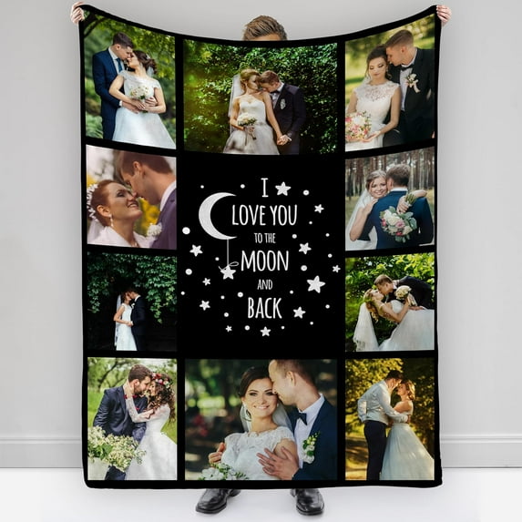Custom Blanket with Photo Text Personalized Throws Blankets Picture Blanket for Birthday Valentine Customized Gifts for Wife Husband Family Mom Dad Couple Girlfriend Blankets