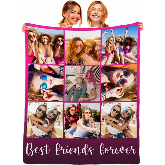 Custom Blanket with Photo Texts Personalized Blankets and Throws Customized Happy Birthday Gifts for Women Men Dad Mom Wife Husband Grandma Grandpa Sister Daughter Son Best Friend Blankets