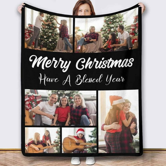 Custom Blanket with Photo Texts Personalized Blankets and Throws Customized Happy Birthday Gifts for Women Men Dad Mom Wife Husband Grandma Grandpa Sister Daughter Son Best Friend Blankets