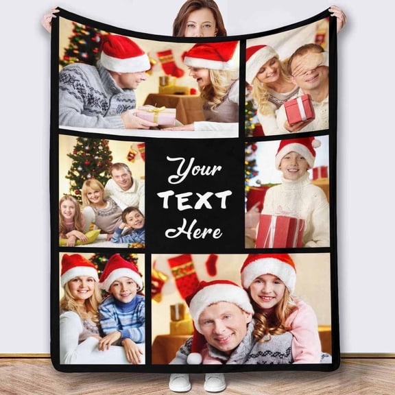 Custom Blanket with Photo Texts Personalized Blankets and Throws Customized Happy Birthday Gifts for Women Men Dad Mom Wife Husband Grandma Grandpa Sister Daughter Son Best Friend Blankets
