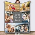 thumbnail image 1 of Custom Blanket with Photo Texts Personalized Blankets and Throws Customized Happy Birthday Gifts for Women Men Dad Mom Wife Husband Grandma Grandpa Sister Daughter Son Best Friend Blankets, 1 of 5