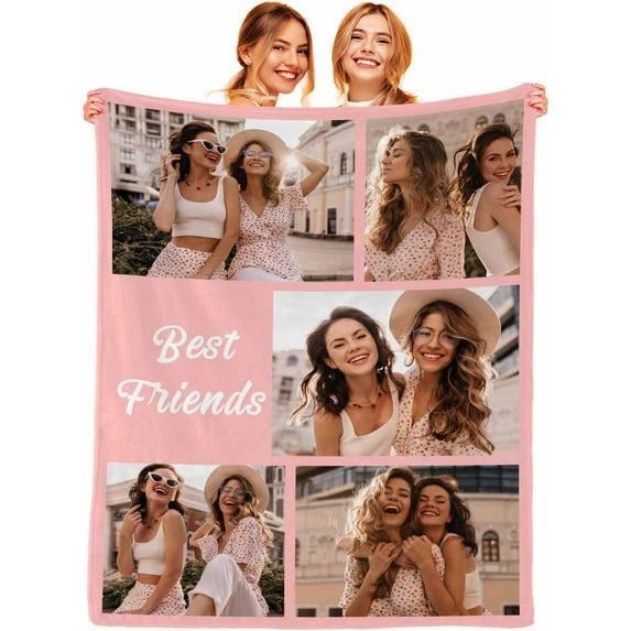 Custom Blanket with Photo Texts Personalized Blankets and Throws Customized Happy Birthday Gifts for Women Men Dad Mom Wife Husband Grandma Grandpa Sister Daughter Son Best Friend Blankets