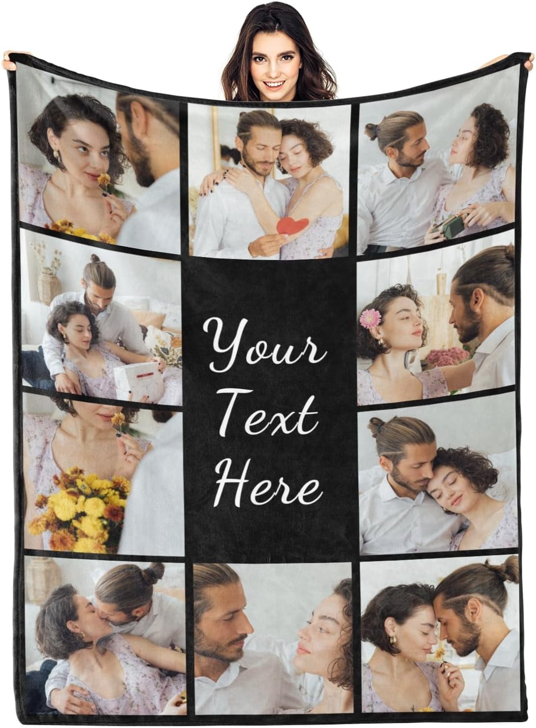 Custom Photo Blanket - Personalized With Your Pictures, Multiple Sizes (30x40" To 60x80"), Soft Plush, Great Gift For Couples