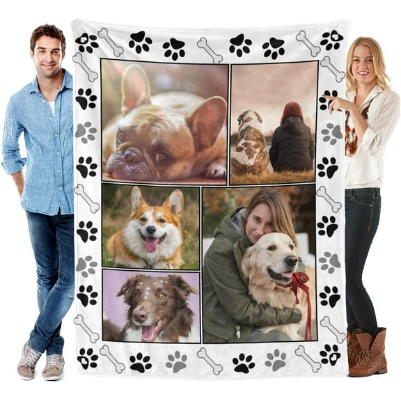 Custom Blanket with Photos for Cat Personalized Picture Throws for Pets Lover Customizable Blanket for Family Couple Pet Pictures 5 Photos with Name Blankets