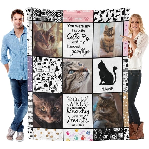 Custom Blanket with Photos for Cat Personalized Picture Throws for Pets Lover Customizable Blanket for Family Couple Pet Pictures 5 Photos with Name Blankets