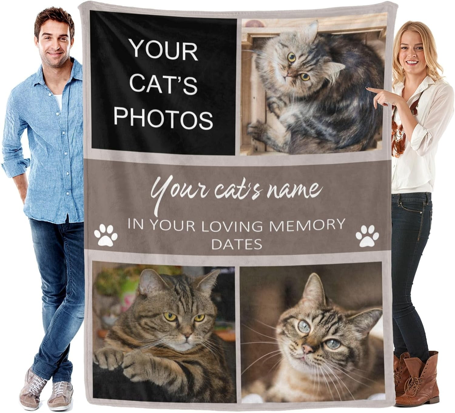 Custom Blanket with Photos for Cat Personalized Picture Throws for Pets