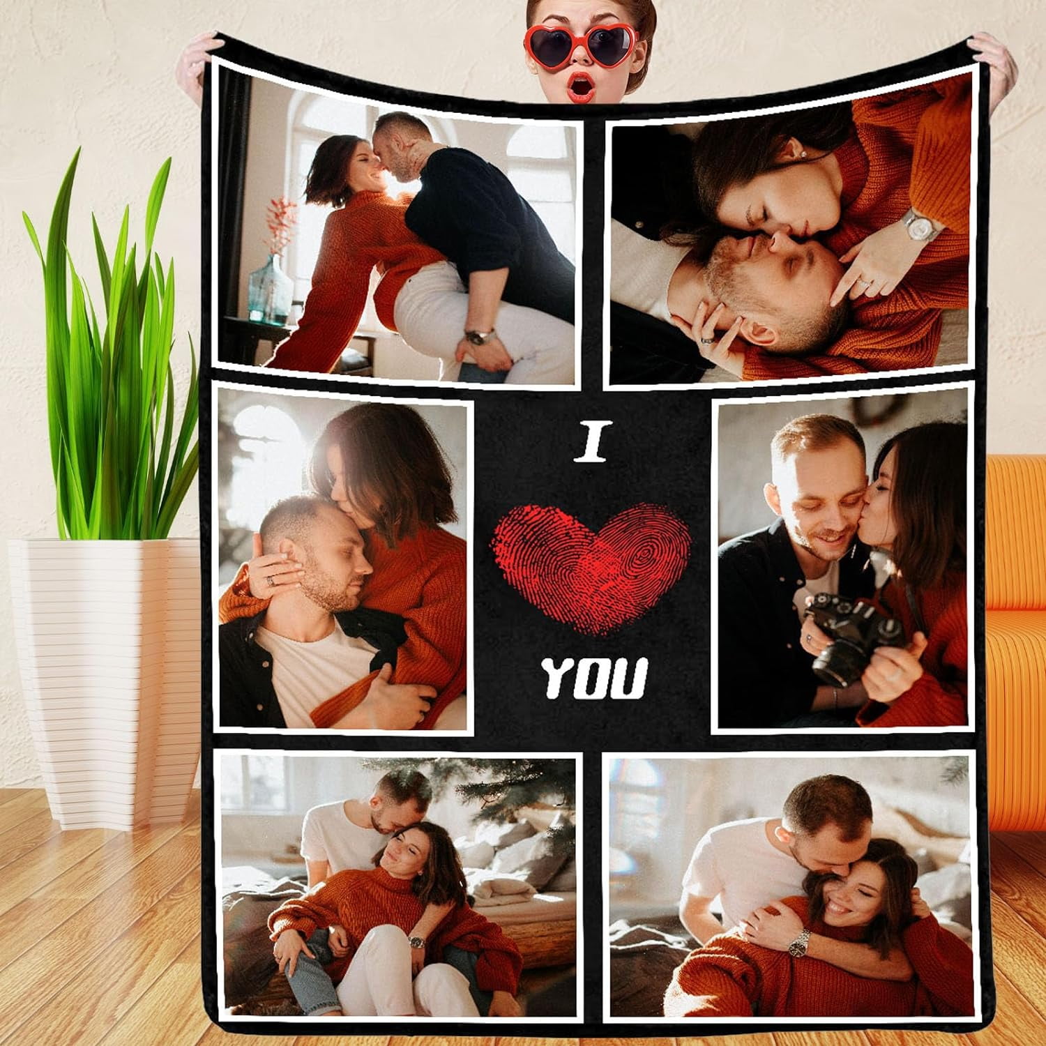 Custom Blanket with Photos Made in USA, Personalized Blanket Memorial