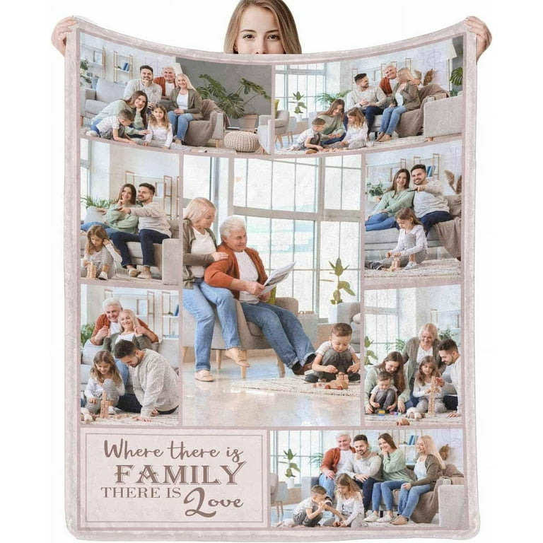 Custom Blanket with Photos Made in USA Personalized Blanket Memorial Gift 10 Photos Collage Customized Blankets Throw Blanket for Family Lover