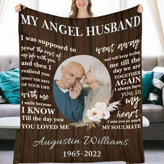 Custom Blanket with Photos Personalized Bereavement Gifts Blanket , Sympathy Gift for Loss of Loved One, Customized Memorial Blanket Memorial Gifts for Loss Of Mom Dad Grandpa Blankets