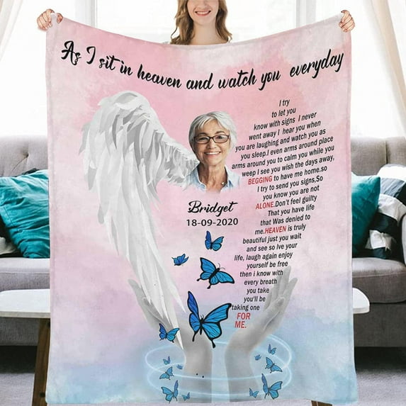 Custom Blanket with Photos Personalized Bereavement Gifts Blanket , Sympathy Gift for Loss of Loved One, Customized Memorial Blanket Memorial Gifts for Loss Of Mom Dad Grandpa Blankets