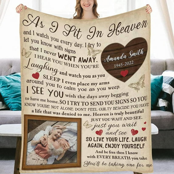 Custom Blanket with Photos Personalized Bereavement Gifts Blanket , Sympathy Gift for Loss of Loved One, Customized Memorial Blanket Memorial Gifts for Loss Of Mom Dad Grandpa Blankets