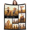 thumbnail image 1 of Custom Blanket with Photos Personalized Text Blankets for Adult Customized for Dad Mom Soft Fleece Throw Blanket Mother's Day Anniversary Valentine 10 Photos A Blankets, 1 of 5