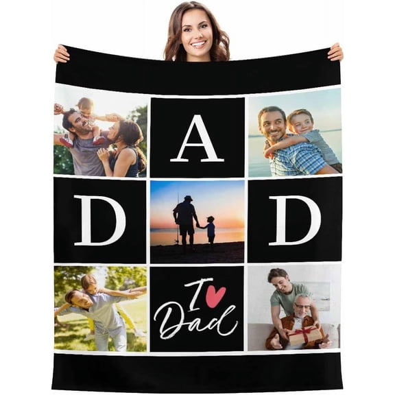 Custom Blanket with Photos Personalized Text Blankets for Adult Customized for Dad Mom Soft Fleece Throw Blanket Mother's Day Anniversary Valentine 10 Photos A Blankets