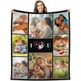 thumbnail image 1 of Custom Blanket with Photos Personalized Text Blankets for Adult Customized for Dad Mom Soft Fleece Throw Blanket Mother's Day Anniversary Valentine 10 Photos A Blankets, 1 of 5