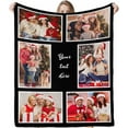 thumbnail image 1 of Custom Blanket with Photos Text Customized Blanket Personalized 7-Photo Collage Memorial Gifts Christmas Birthday Blankets for Family Friends Pets Mom Dad Wife Husband, 1 of 6