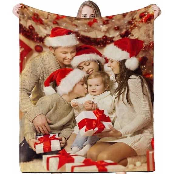 Custom Blanket with Photos Text Customized Blanket Personalized 7-Photo Collage Memorial Gifts Christmas Birthday Blankets for Family Friends Pets Mom Dad Wife Husband