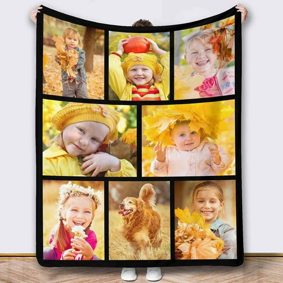 Custom Blanket with Photos Text Customized Blanket Personalized Flannel Throw Blankets for Adult Kid Birthday Christmas Fathers Mothers Valentines Day Customized Gift Blankets