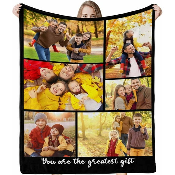 Custom Blanket with Photos Text Customized Blanket Personalized Flannel Throw Blankets for Adult Kid Birthday Christmas Halloween Fathers Mothers Valentines Day Gift 40x30inch