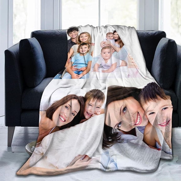 Custom Blanket with Photos Text Customized Blanket Personalized Flannel Throw Blankets for Adult Kid Birthday Christmas Halloween Fathers Mothers Valentines Day Gift - 40"x 50"