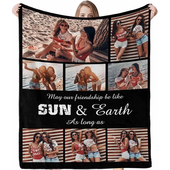 Custom Blanket with Photos Text Customized Blanket Personalized Flannel Throw Blankets for Adult Kid Birthday Christmas Halloween Fathers Mothers Valentines Day Gift 40x30inch
