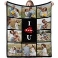 thumbnail image 1 of Custom Blanket with Photos Text Customized Blanket Personalized Flannel Throw Blankets for Adult Kid Birthday Christmas Halloween Fathers Mothers Valentines Day Gift 40x30inch, 1 of 6