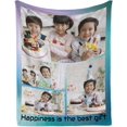 thumbnail image 1 of Custom Blanket with Photos and Text Customized Blanket Personalized Flannel Throw Blankets for Adult Kid Birthday Christmas Halloween Mothers Fathers Valentines Day Gift. (5 Photos, 48X32inch), 1 of 6