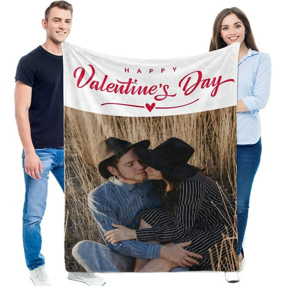 Custom Blanket with Photos and Text Customized Blanket Personalized Flannel Throw Blankets for Adult Kid Birthday Christmas Halloween Mothers Fathers Valentines Day Gift. (5 Photos, 48X32inch)
