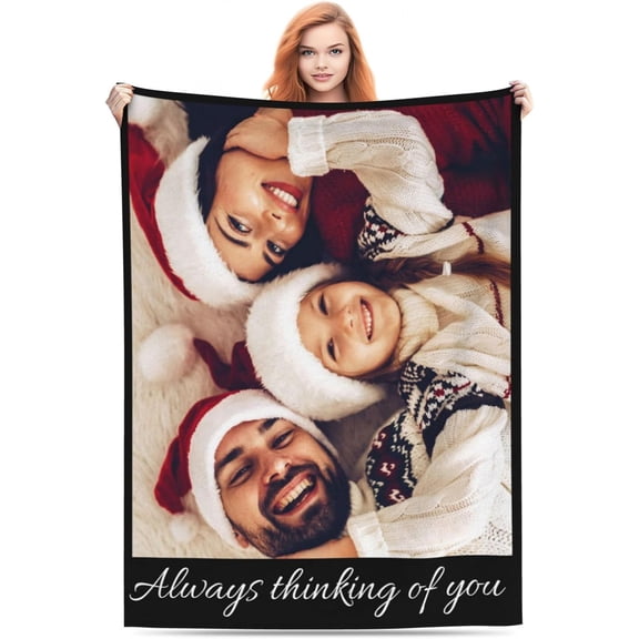 Custom Blanket with Photos Text Customized Blanket Personalized Flannel Throw Blankets for Adult Kid Birthday Wedding Christmas Halloween Fathers Mothers Valentines Day Gift 40"X30"