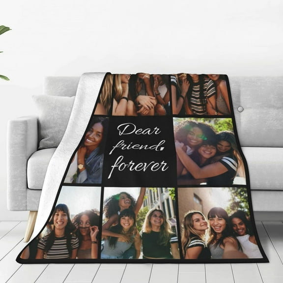 Custom Blanket with Photos Text Customized Blanket Personalized Flannel Throw Blankets for Adult Kid Birthday Wedding Christmas Halloween Fathers Mothers Valentines Day Gift 40"X30"