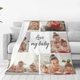 thumbnail image 1 of Custom Blanket with Photos Text Customized Blanket Personalized Flannel Throw Blankets for Adult Kid Birthday Wedding Christmas Halloween Fathers Mothers Valentines Day Gift 40"X30", 1 of 6