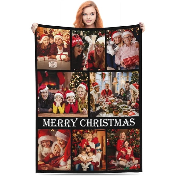 Custom Blanket with Photos Text Customized Blanket Personalized Flannel Throw Blankets for Adult Kid Birthday Wedding Christmas Halloween Fathers Mothers Valentines Day Gift 40"X30"