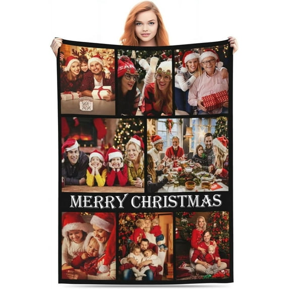 Custom Blanket with Photos Text Customized Blanket Personalized Flannel Throw Blankets for Adult Kid Birthday Wedding Christmas Halloween Fathers Mothers Valentines Day Gift 40"X30"
