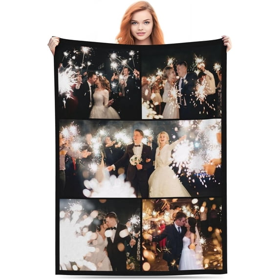 Custom Blanket with Photos Text Customized Blanket Personalized Flannel Throw Blankets for Adult Kid Birthday Wedding Christmas Halloween Fathers Mothers Valentines Day Gift 40"X30"