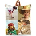 thumbnail image 1 of Custom Blanket with Photos Text Customized Blanket Personalized Flannel Throw Blankets for Adult Kid Friends Birthday Christmas Halloween Fathers Mothers Valentines Day Gift (4 Photos), 1 of 6
