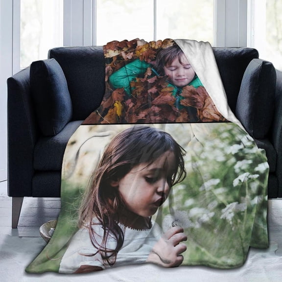 Custom Blanket with Photos Text, Customized Blankets with Photos Collage Customized Blankets for Family Birthday Wedding Gift, Personalized Bed Throw Blanket for Adult Child Black, 60" x 50"